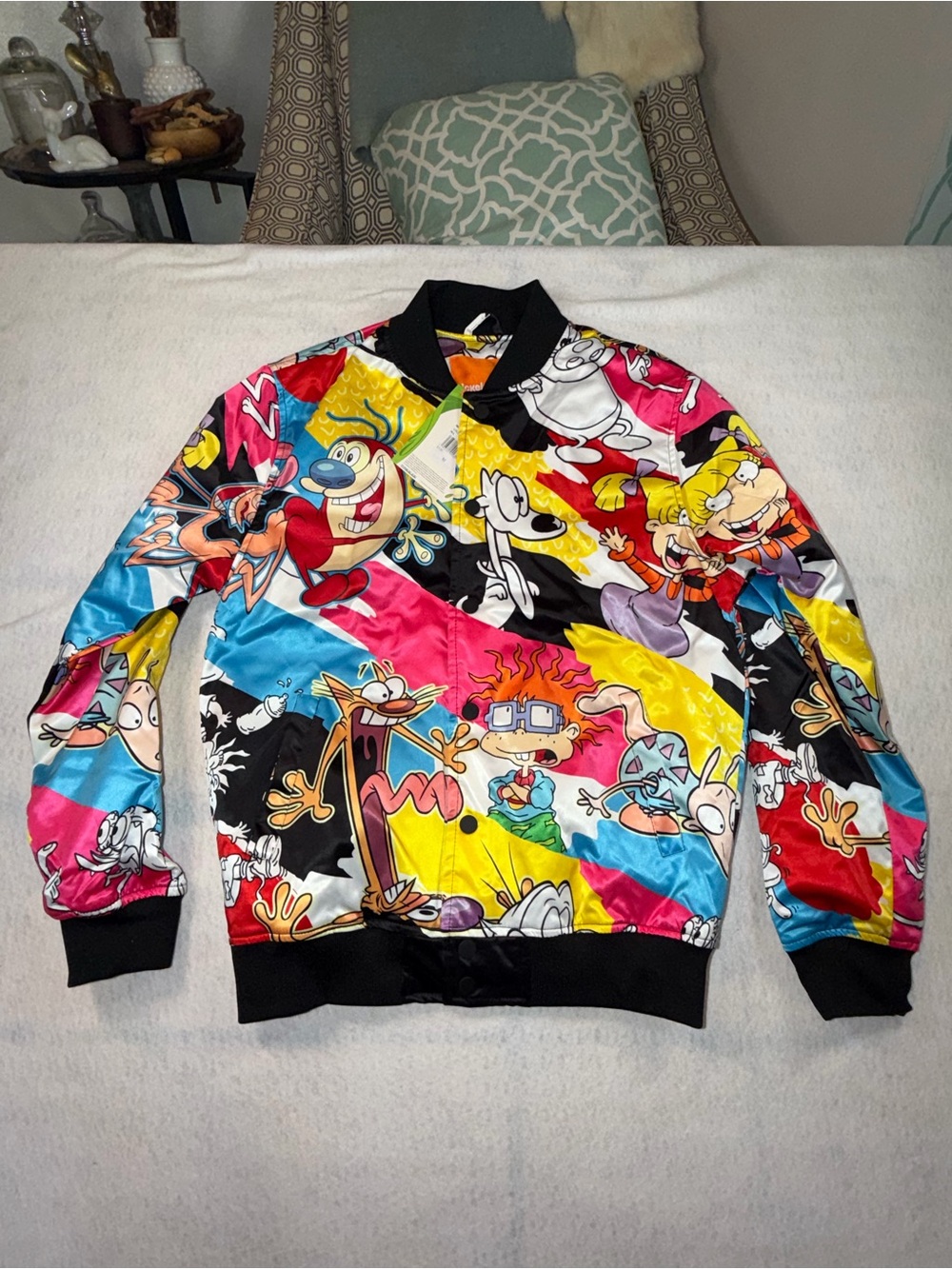 Nickelodeon Freeze Max Retro Graphic Satin Full-Snap Jacket NWT